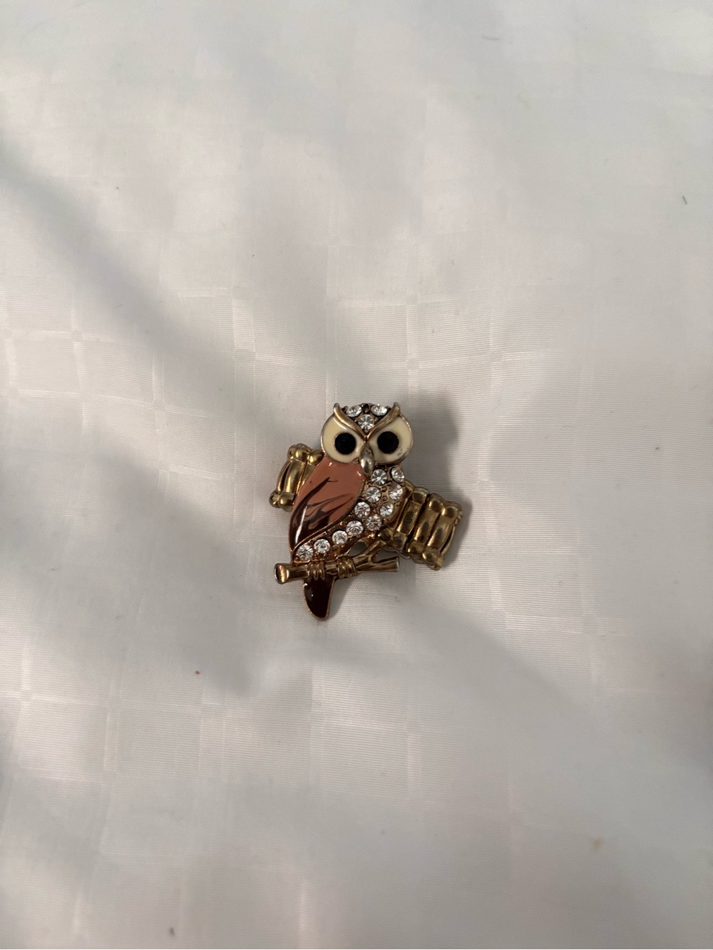 Charming Charlie Gold-Tone Stretchable Owl Ring with Brown Enamel & Crystals